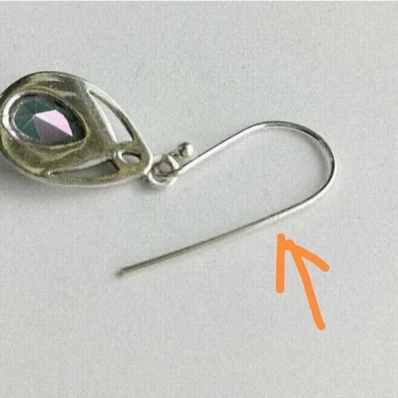 Nwt Teardrop shaped Mystic Topaz earrings in Sterling Silver - Picture 5 of 6